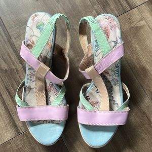 Camper multi pastel sandal with wedge heel